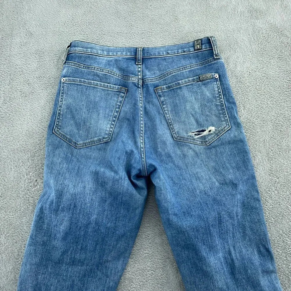7 For All Mankind High Waist Cropped Straight Jeans Size 27 1782 - Picture 2 of 11
